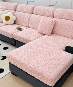 Faux Cashmere Stretch Sofa Cover with Anti-slip Backing